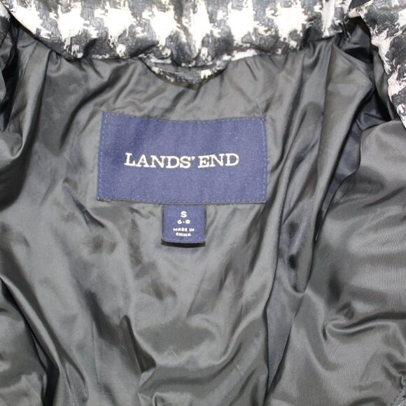 Land's end puffy jacket hounds tooth pattern Women's sz sm 6-8 - Picture 6 of 10